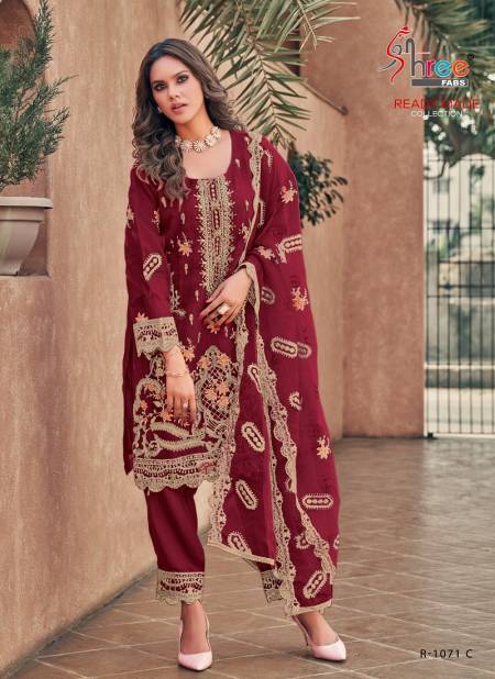 R 1071 By Shree Embroidery Organza Pakistani Suits Wholesale Market In Surat Catalog